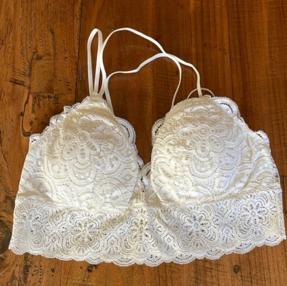 Aerie Strappy Cream Lace Bralette Large
